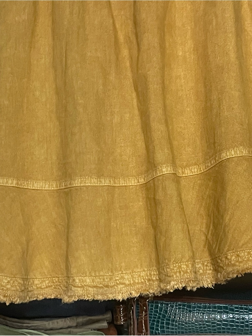 Pilcro Linen Blend Mustard/Gold Tiered Drawstring Skirt - Picture 5 of 11